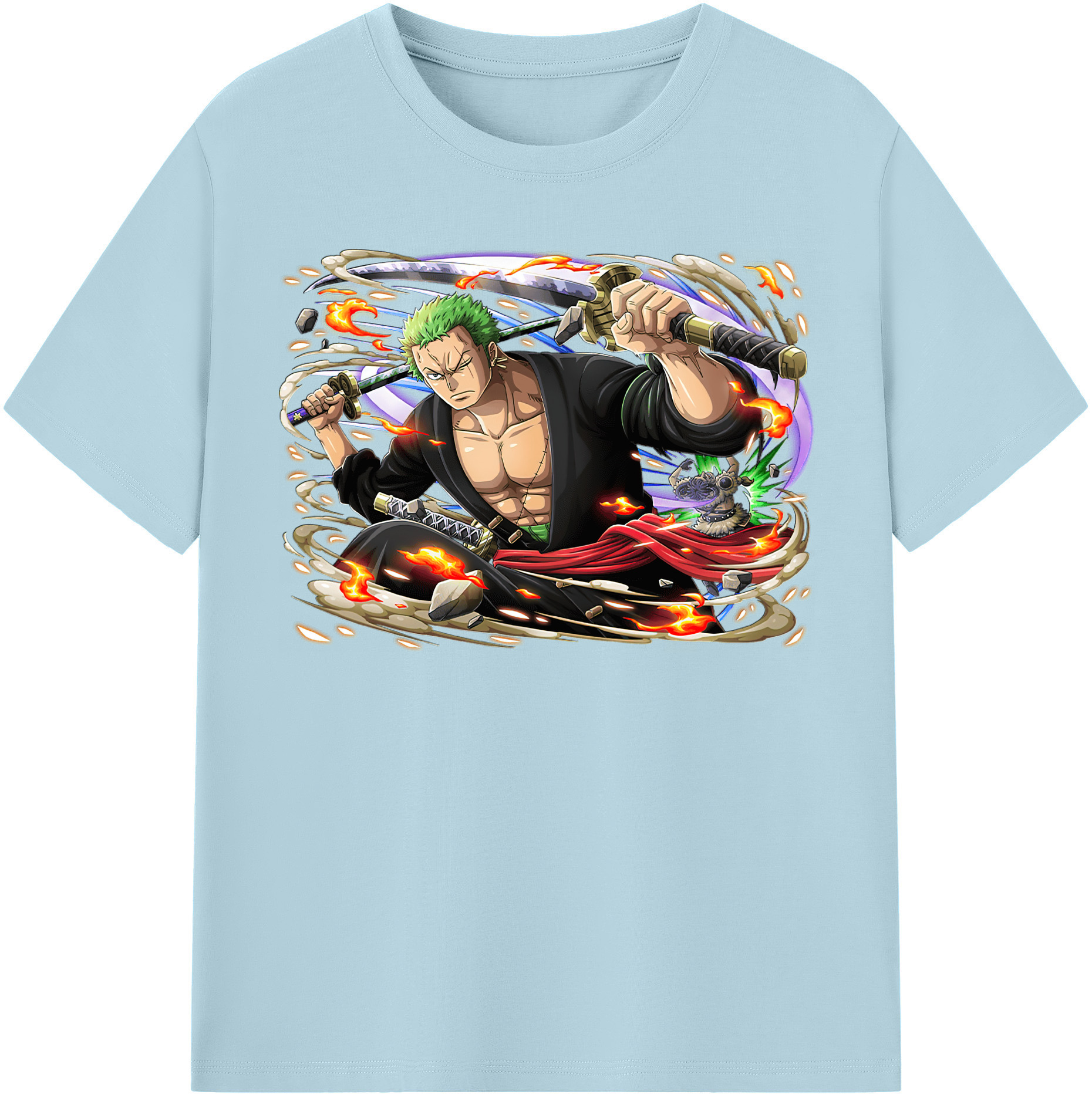 ワンピース ロロノア・ゾロ ONE PIECE Roronoa Zoro 綿100％半袖Tシャツ（フロントプリント）